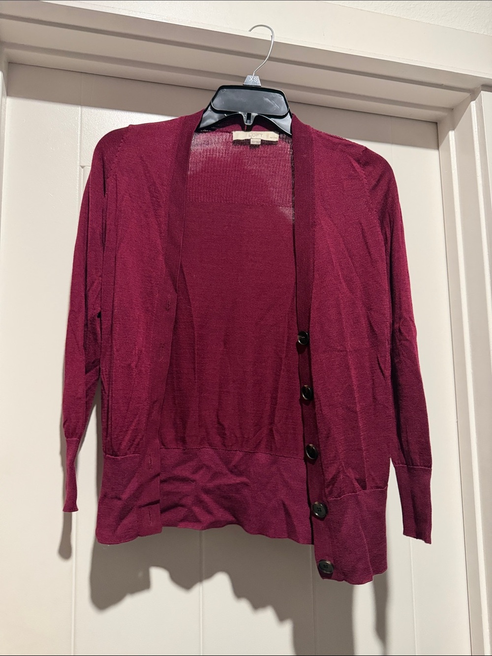 Women's Burgundy Button-Front Lightweight Cardigan Sweater
